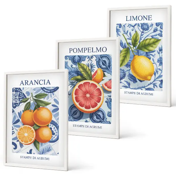 Citrus Fruit Vintage Illustrations wall art set