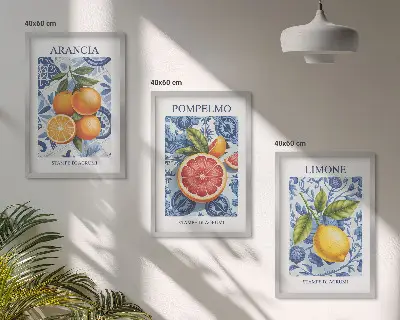 Citrus Fruit Vintage Illustrations wall art set