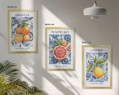 Citrus Fruit Vintage Illustrations wall art set
