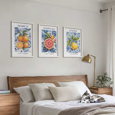 Wall art set Citrus Fruit Vintage Illustrations