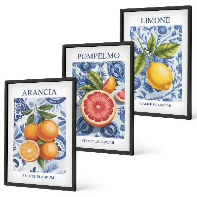 Citrus Fruit Vintage Illustrations wall art set