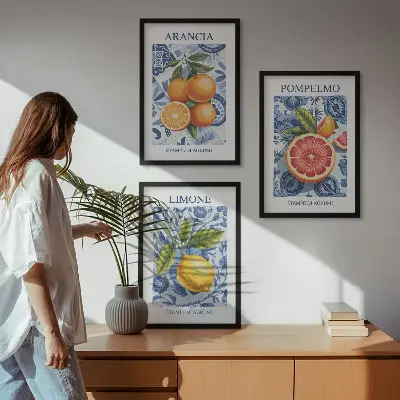 Citrus Fruit Vintage Illustrations wall art set