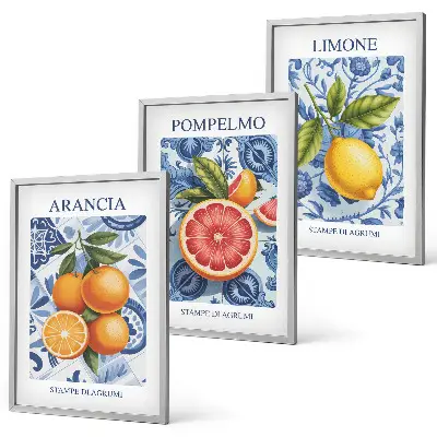 Citrus Fruit Vintage Illustrations wall art set