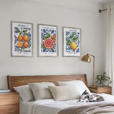 Three-piece wall art piece Italian citrus fashion posters