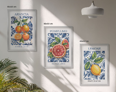 Three-piece wall art piece Italian citrus fashion posters