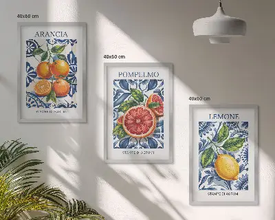 Italian citrus fashion wall art three-piece poster set