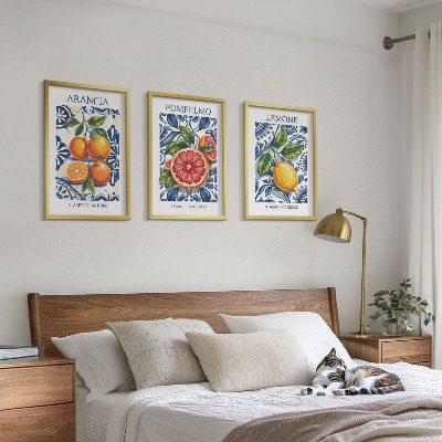 Three-piece wall art piece Italian citrus fashion posters