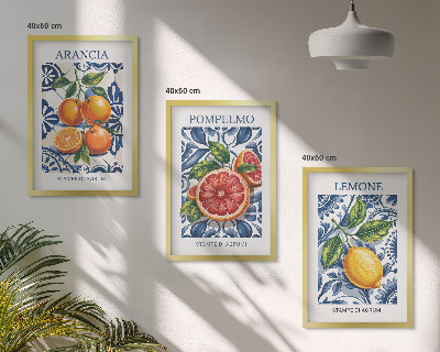 Three-piece wall art piece Italian citrus fashion posters