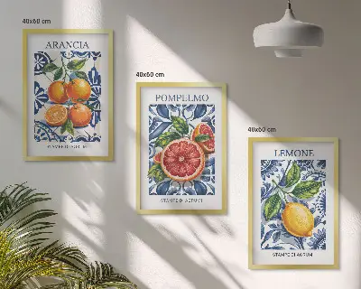 Italian citrus fashion wall art three-piece poster set