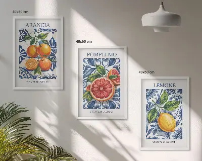 Italian citrus fashion wall art three-piece poster set
