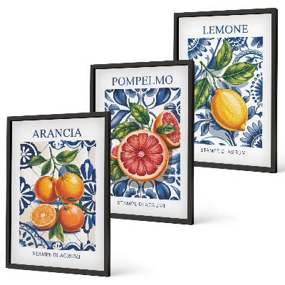 Three-piece wall art piece Italian citrus fashion posters