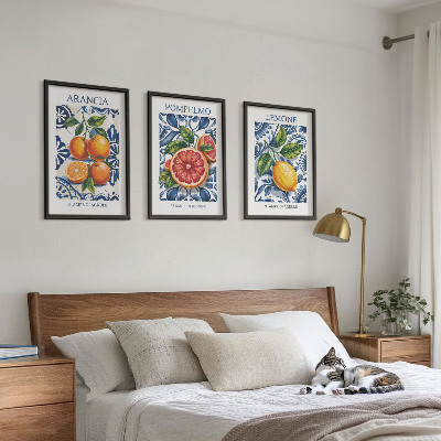 Three-piece wall art piece Italian citrus fashion posters