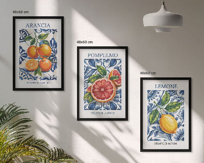 Three-piece wall art piece Italian citrus fashion posters