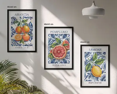 Italian citrus fashion wall art three-piece poster set
