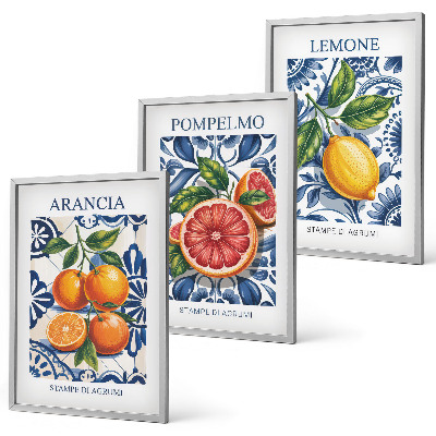 Three-piece wall art piece Italian citrus fashion posters