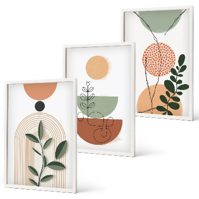 Wall art set Abstract plant shapes