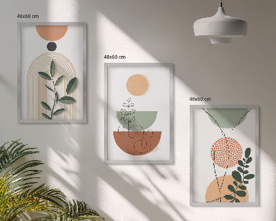 Wall art set Abstract plant shapes
