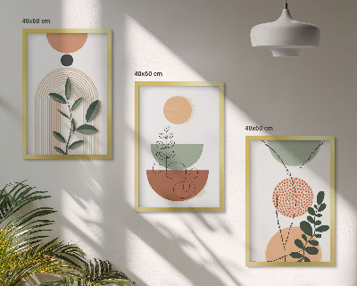 Wall art set Abstract plant shapes