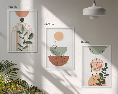 Wall art set Abstract plant shapes