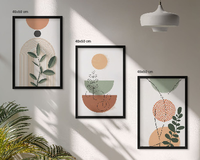 Wall art set Abstract plant shapes