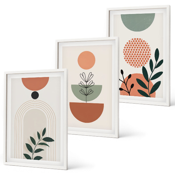 Three-piece wall art piece Modern plant motifs