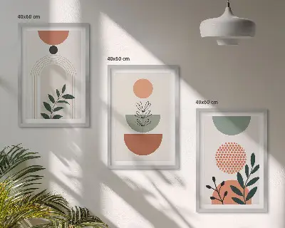 Three-piece wall art set with modern plant motifs