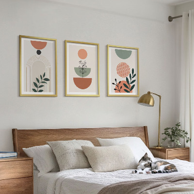 Three-piece wall art piece Modern plant motifs