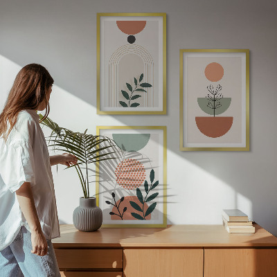 Three-piece wall art piece Modern plant motifs
