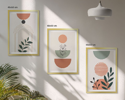 Three-piece wall art piece Modern plant motifs