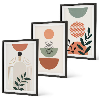 Three-piece wall art piece Modern plant motifs