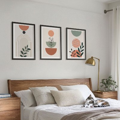Three-piece wall art piece Modern plant motifs
