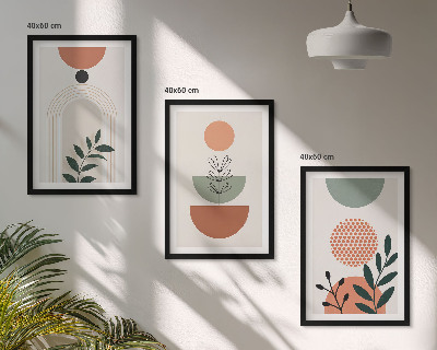 Three-piece wall art piece Modern plant motifs