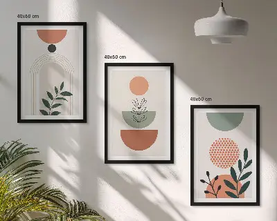 Three-piece wall art set with modern plant motifs