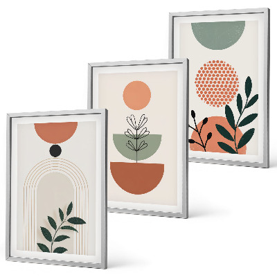 Three-piece wall art piece Modern plant motifs