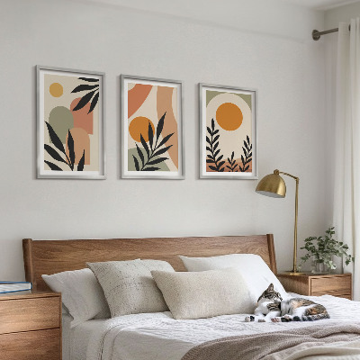 Set of 3 framed wall art pieces Abstract plant shapes