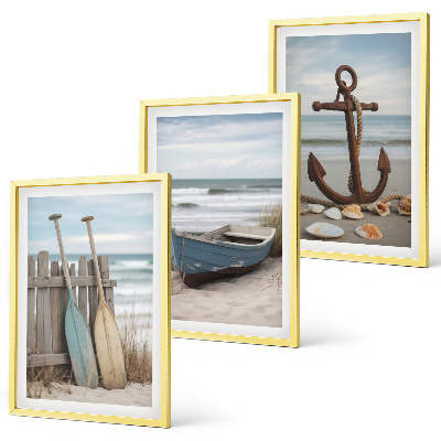 Wall art set Beach boat anchor sand