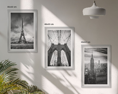 Three-piece wall art piece Monochromatic bridge towers