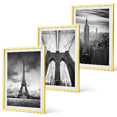 Three-piece wall art piece Monochromatic bridge towers
