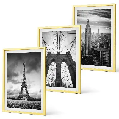 Monochromatic bridge towers wall art three-piece set