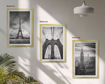 Three-piece wall art piece Monochromatic bridge towers