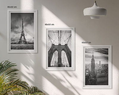 Three-piece wall art piece Monochromatic bridge towers