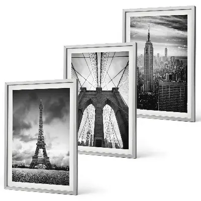 Monochromatic bridge towers wall art three-piece set