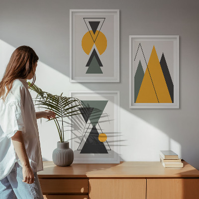 Wall art set Abstract geometric shapes