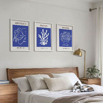 Set of 3 framed wall art pieces Stylish blue posters