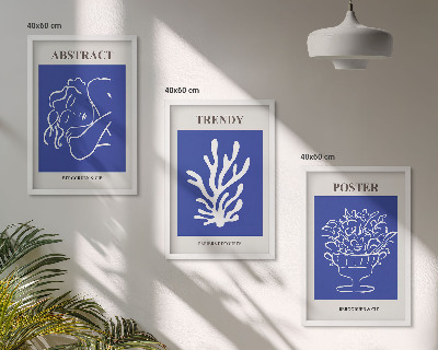 Set of 3 framed wall art pieces Stylish blue posters