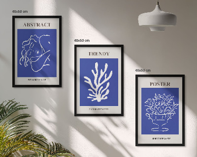 Set of 3 framed wall art pieces Stylish blue posters