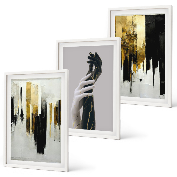 Wall art set Abstract hand painting patterns
