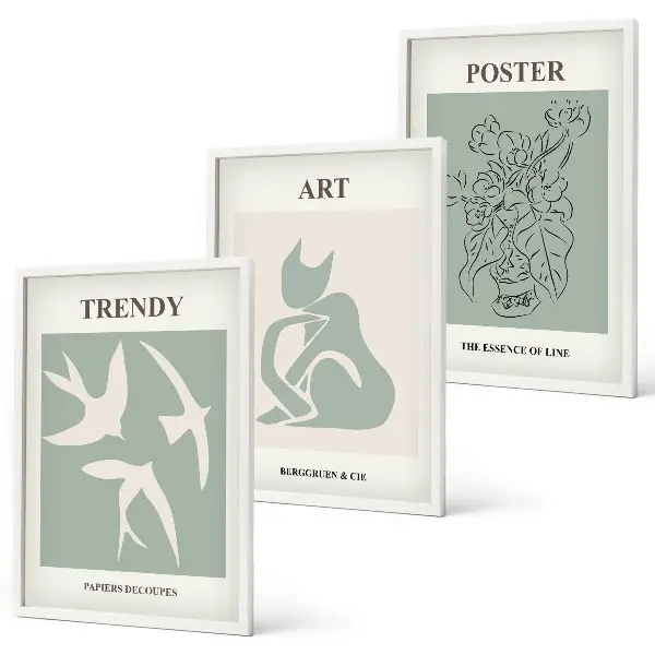 Set of 3 framed Matisse wall art prints stylish illustration collection