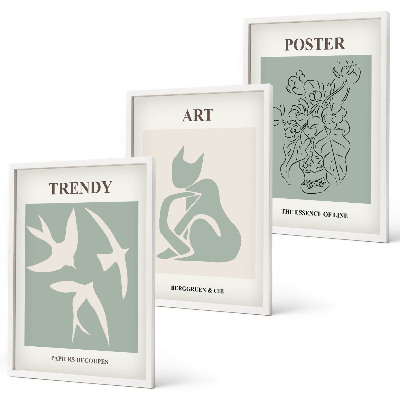 Set of 3 framed wall art pieces Matisse's stylish illustrations