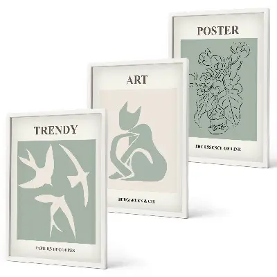 Set of 3 framed Matisse wall art prints stylish illustration collection